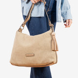 Shoulder bag for women, natural color, Holbox series. 32.5x29x12cm