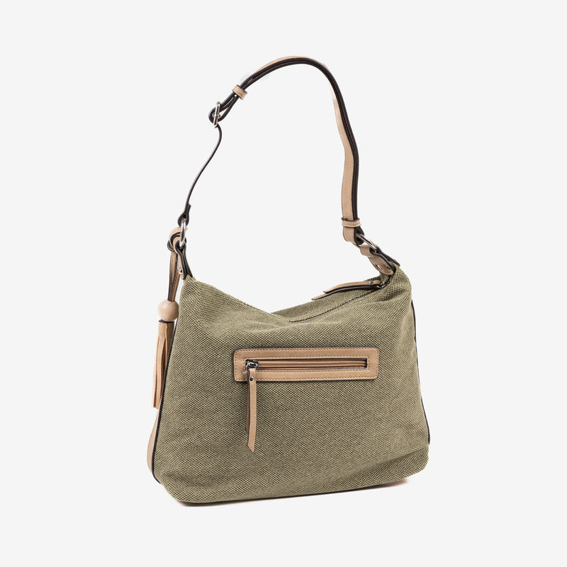Shoulder bag for women, khaki color, Holbox series. 32.5x29x12cm
