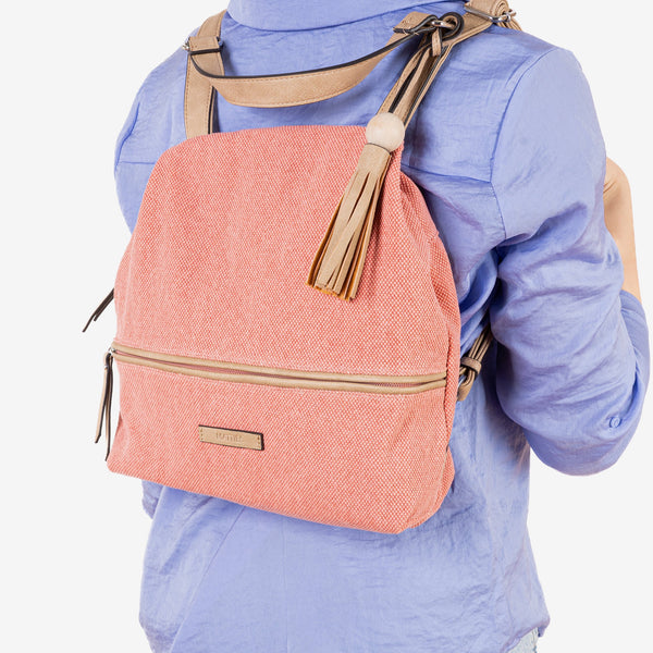 Women's backpack, brick color, Holbox series. 30x30x11cm