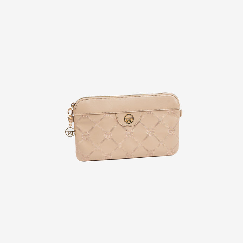 Handbag with shoulder strap, nude color, Collection egadas. 26x16 cm