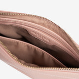 Bolso de mano con bandolera, color rosa, Serie carteras mano. 26x17 cm
