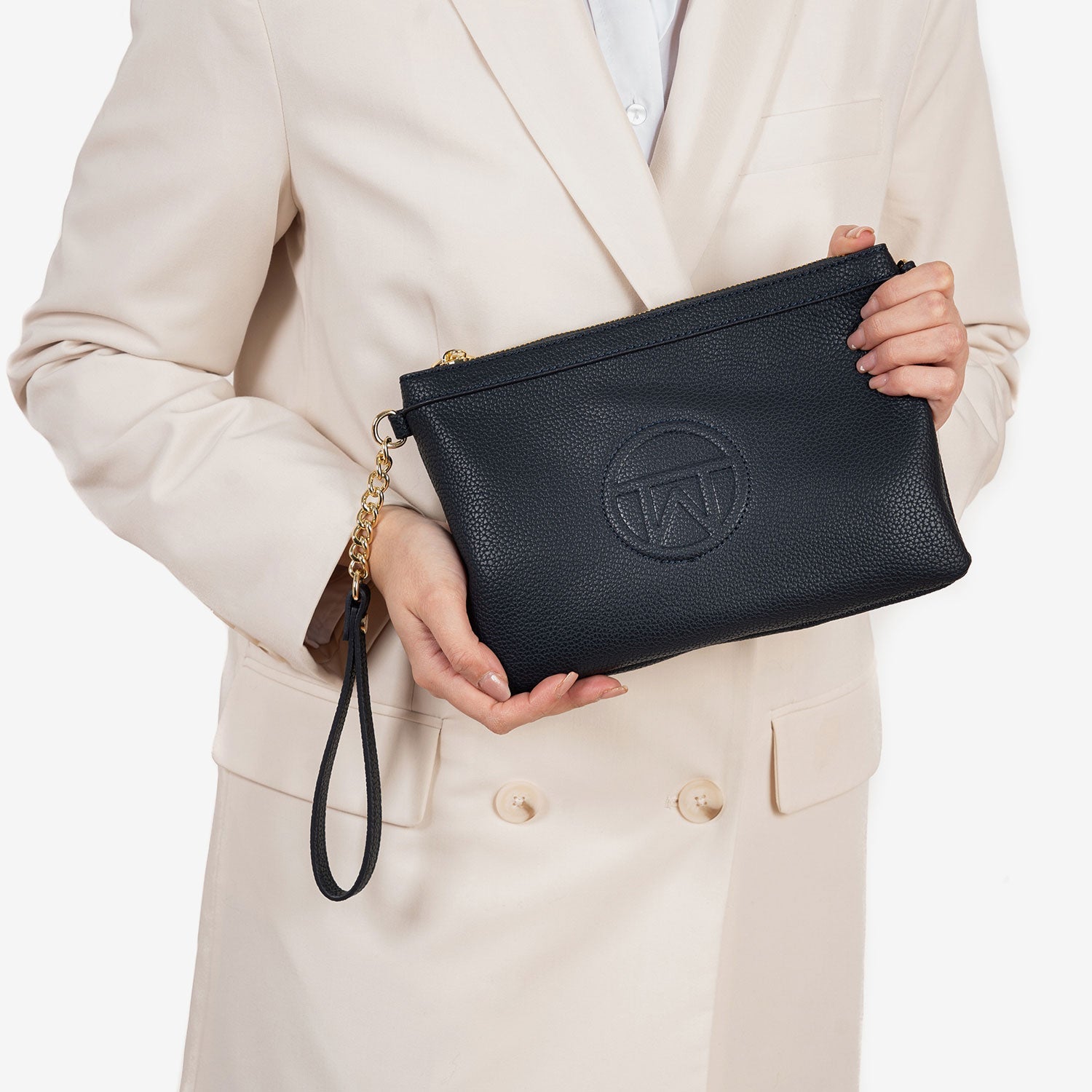 Handbag with shoulder strap, blue color, Handbags Series. 26x17cm