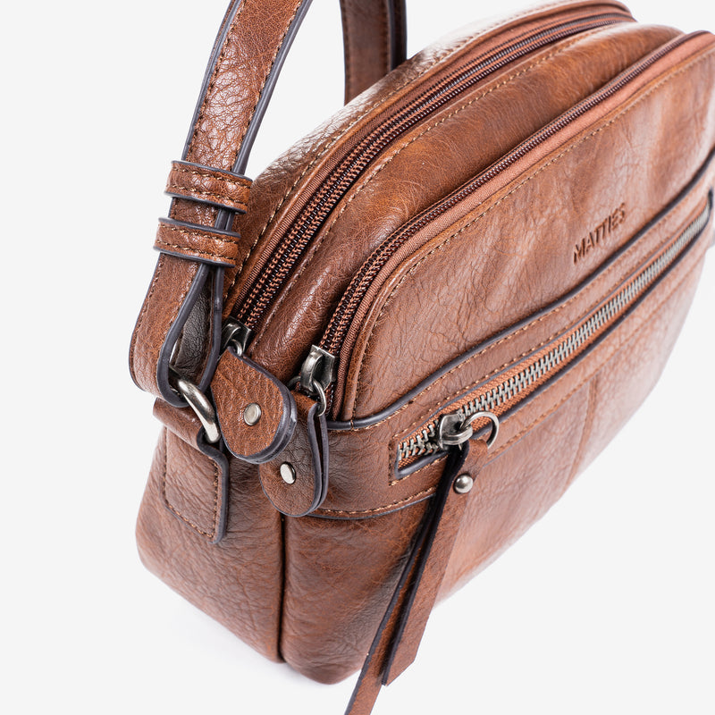 Cross body bag, brown color, classic collection