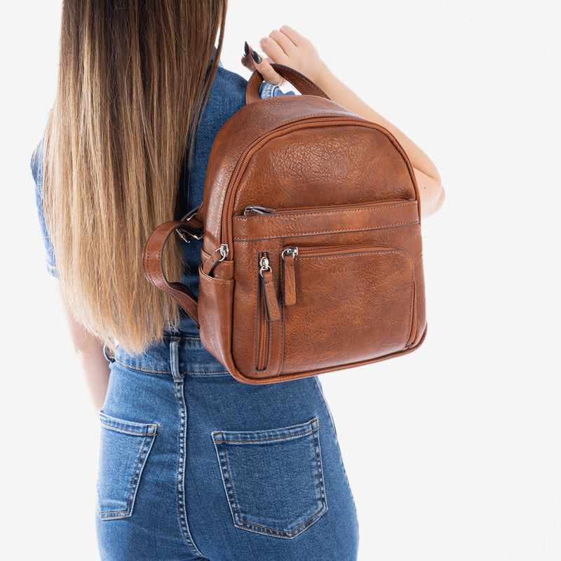 Women's backpack, leather color, Backpacks Series - 23x27x11.5 cm