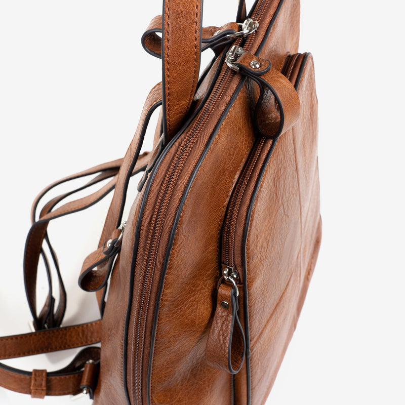 Women's backpack, tan color, backpack collection - 27.5x30x12 cm