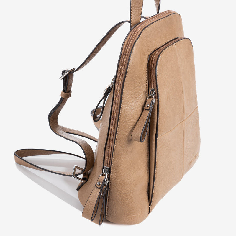Women's backpack, camel color, Backpacks Series - 27.5x30x12 cm