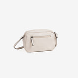 Bandolera pequeña para mujer, color beig, Serie minibags esmeralda. 21x14x05 cm