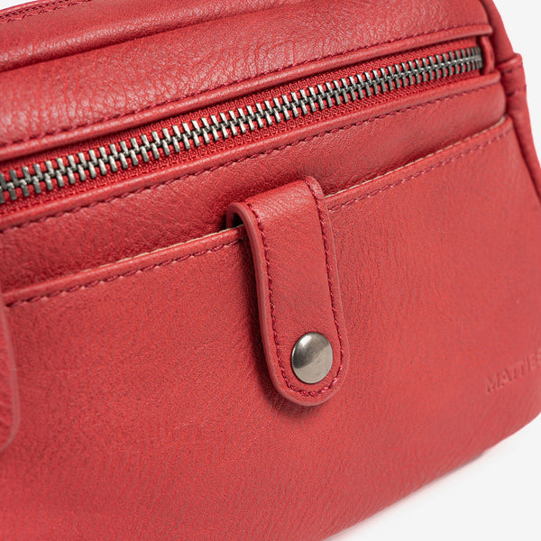 Bandolera pequeña para mujer, color rojo, Serie minibags esmeralda. 21x14x05 cm