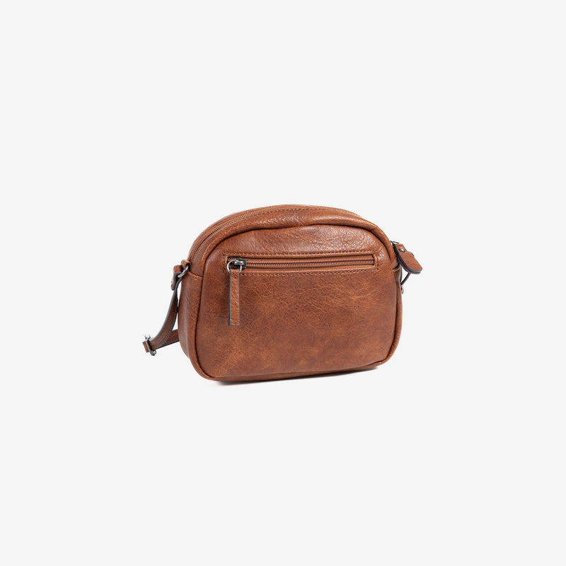 Mini bolso para mujer, color cuero, Serie Minibags. 21x16x9 cm