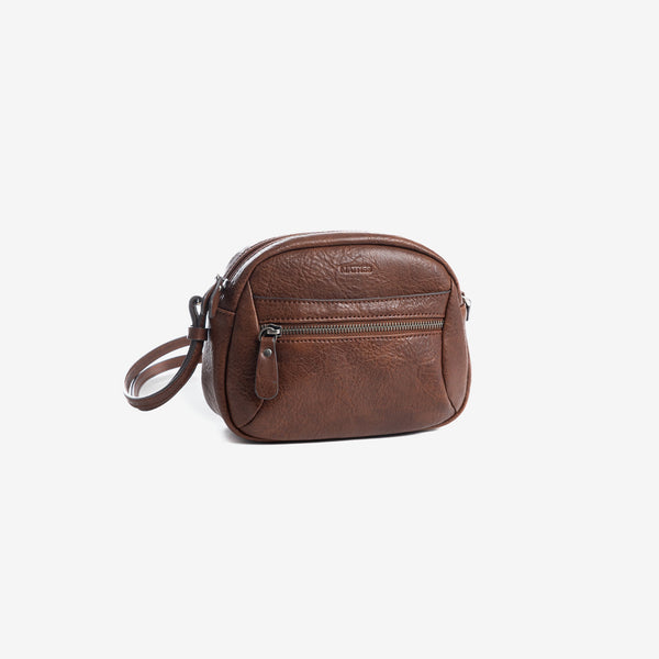 Mini bolso para mujer, color marrón, Serie Minibags. 21x16x9 cm
