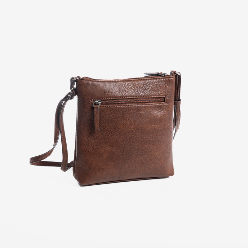 Mini bolso para mujer, color marrón, Serie Minibags. 21x21x6 cm