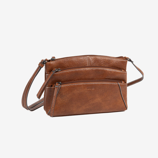 Woman's cross body bag, tan color, Collection minibags esmeralda. 25.5x16x06 cm