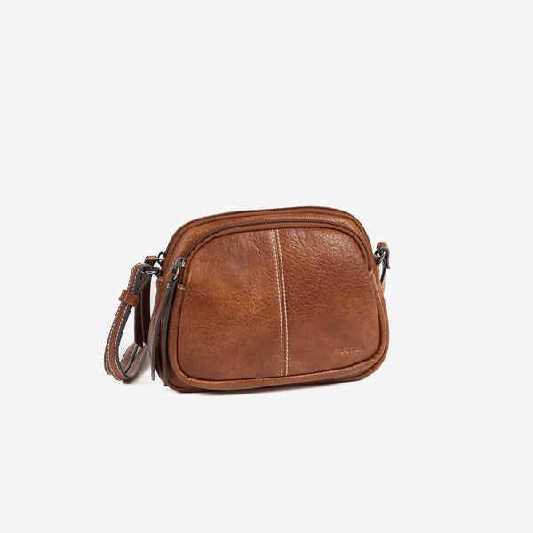 Woman's cross body bag, tan color, Collection minibags esmeralda. 20x15x4.5 cm