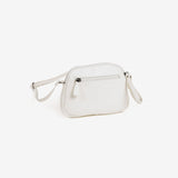 Bandolera pequeña para mujer, color blanco, Serie minibags esmeralda. 20x15x4.5 cm