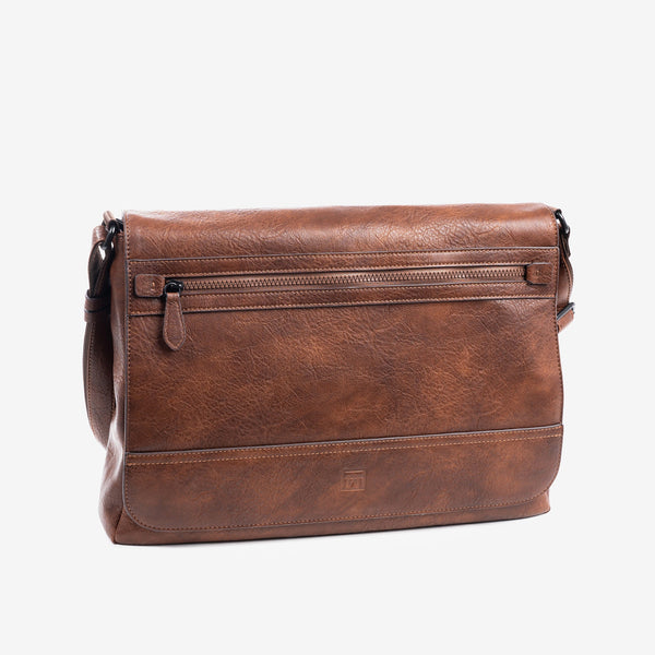Big bag for men, brown, Collection rustic. Computer bag 15.3"