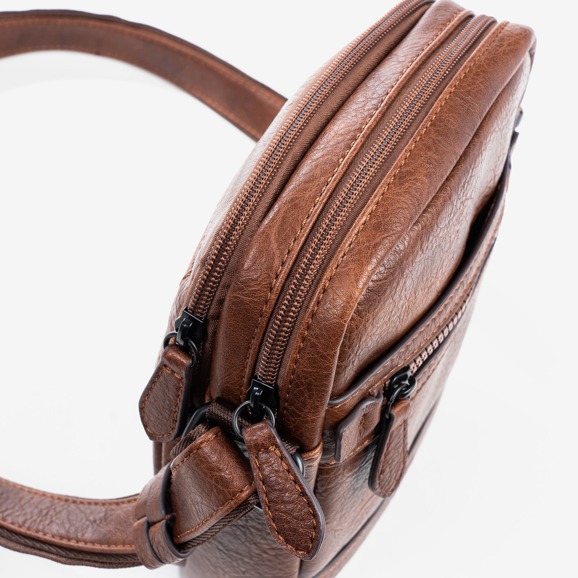 Bolso reportero para hombre, color marrón, Colección rustic