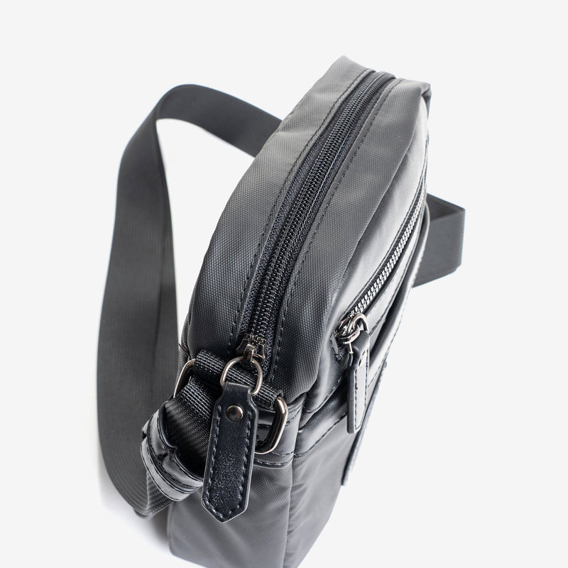Men's reporter bag, black color, nylon sport collection
