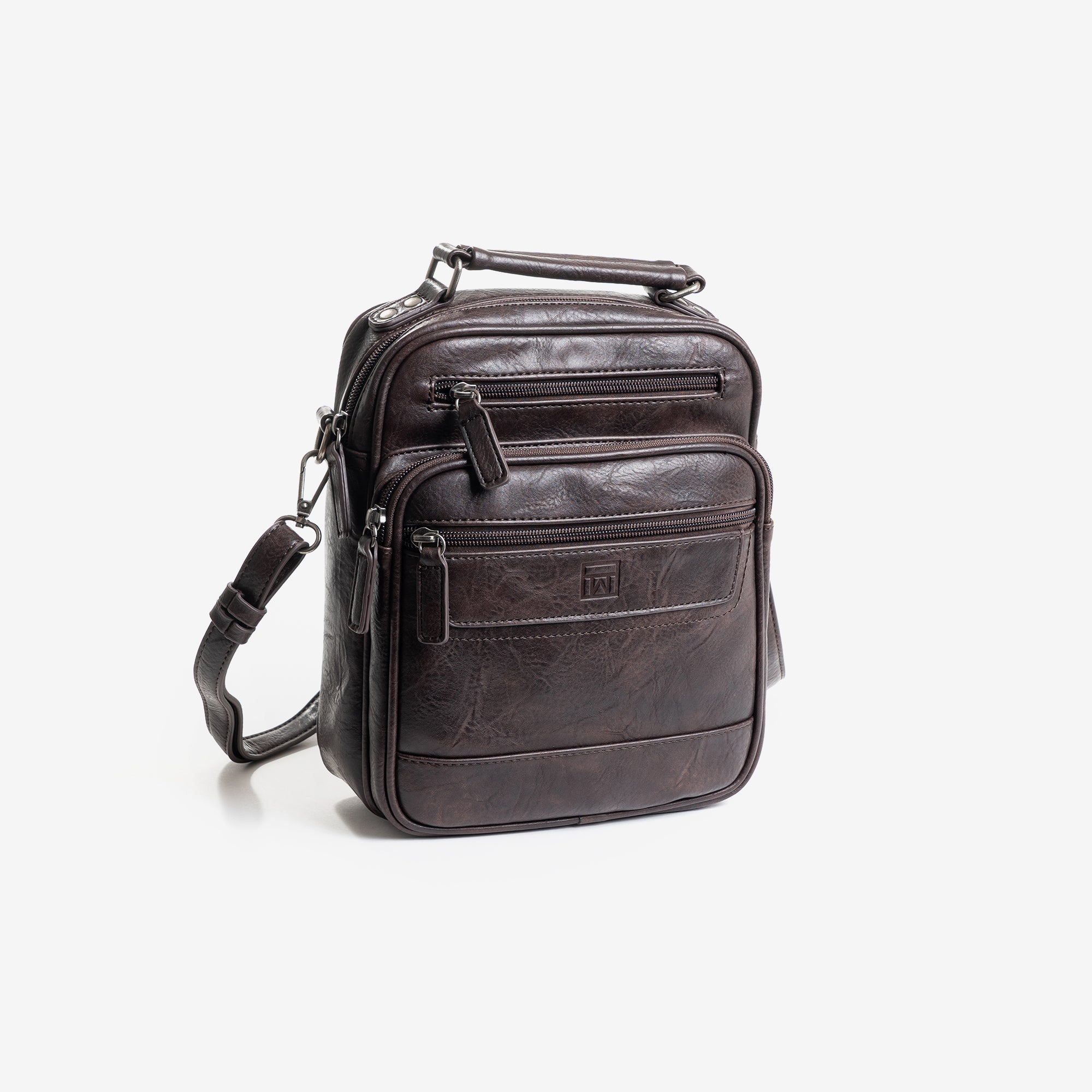 Bolso reportero para hombre, color café, Colección nappa