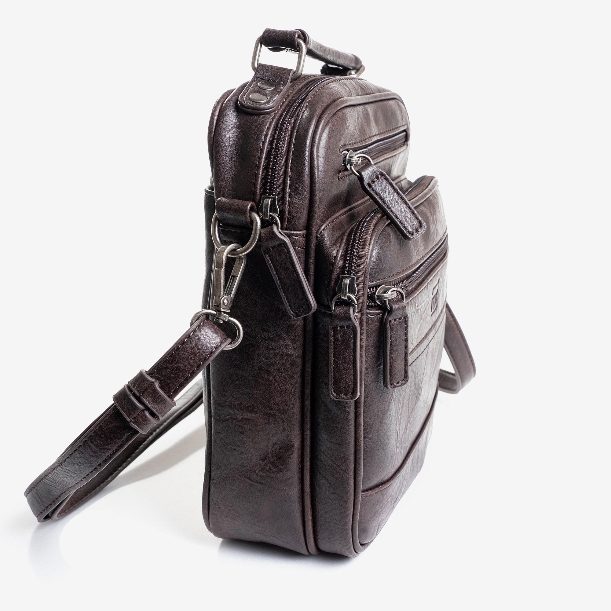 Bolso reportero para hombre, color café, Colección nappa