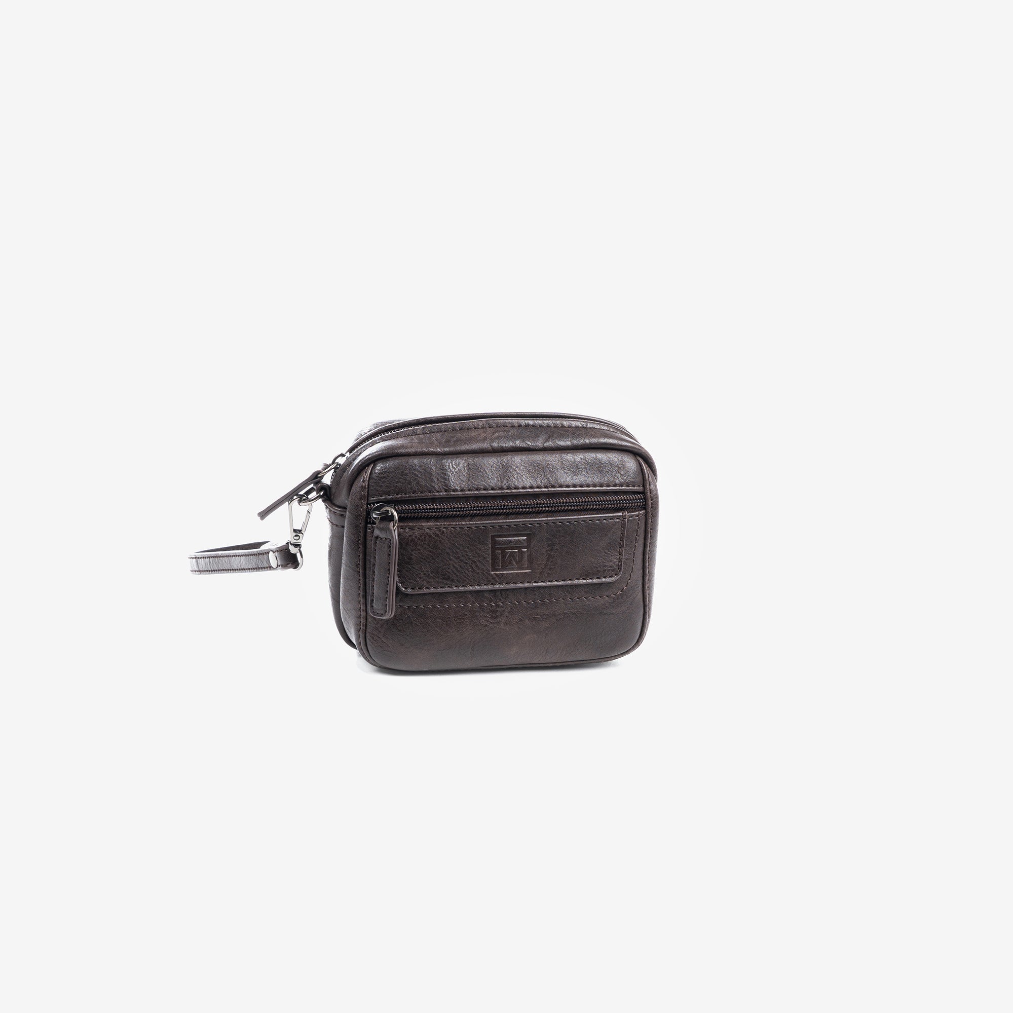 Bolso de mano mini para hombre, color café, Colección nappa