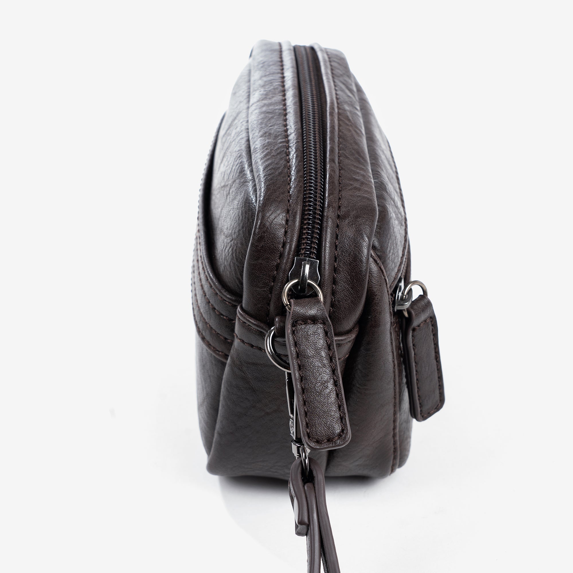 Bolso de mano mini para hombre, color café, Colección nappa