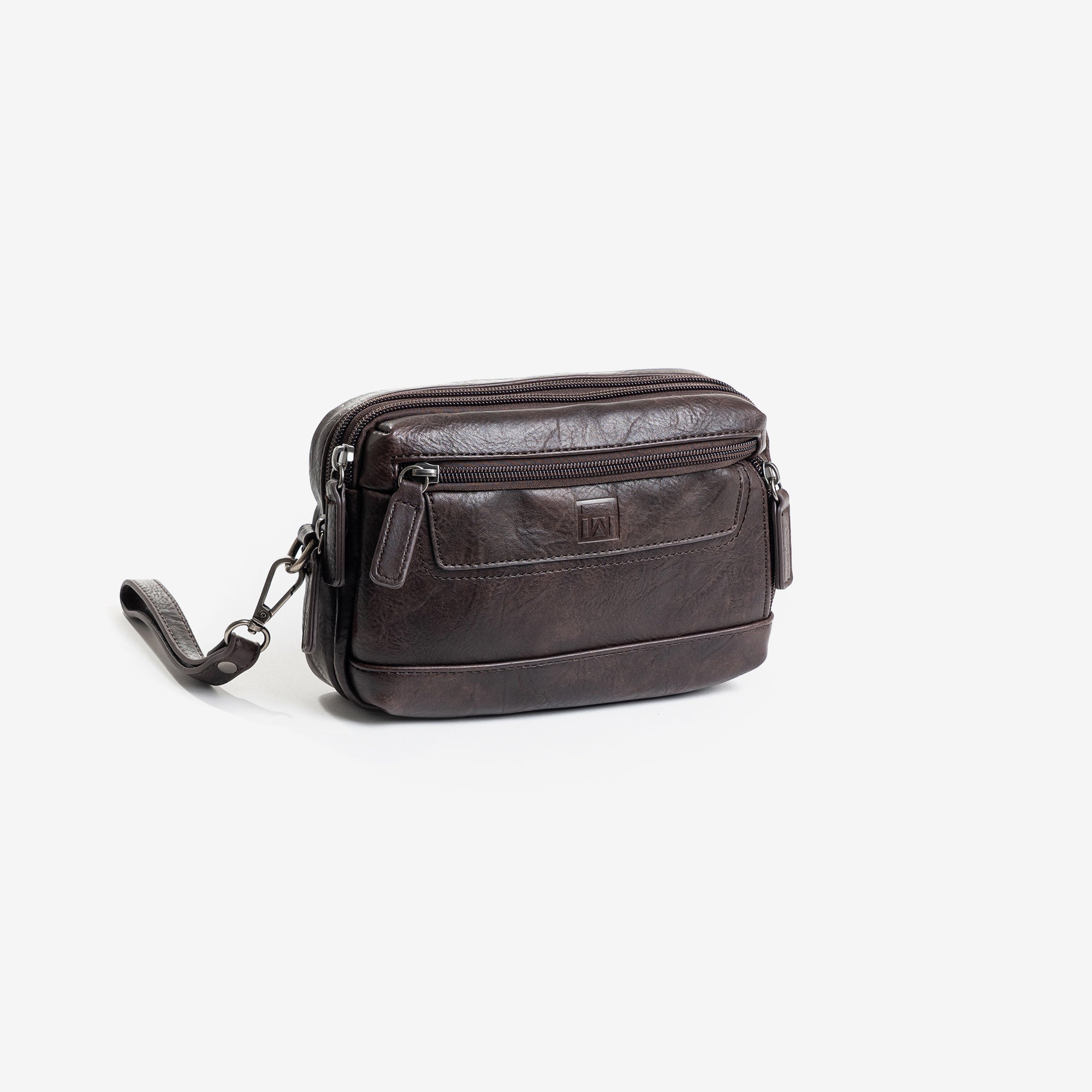 Bolso de mano para hombre, color café, Colección nappa