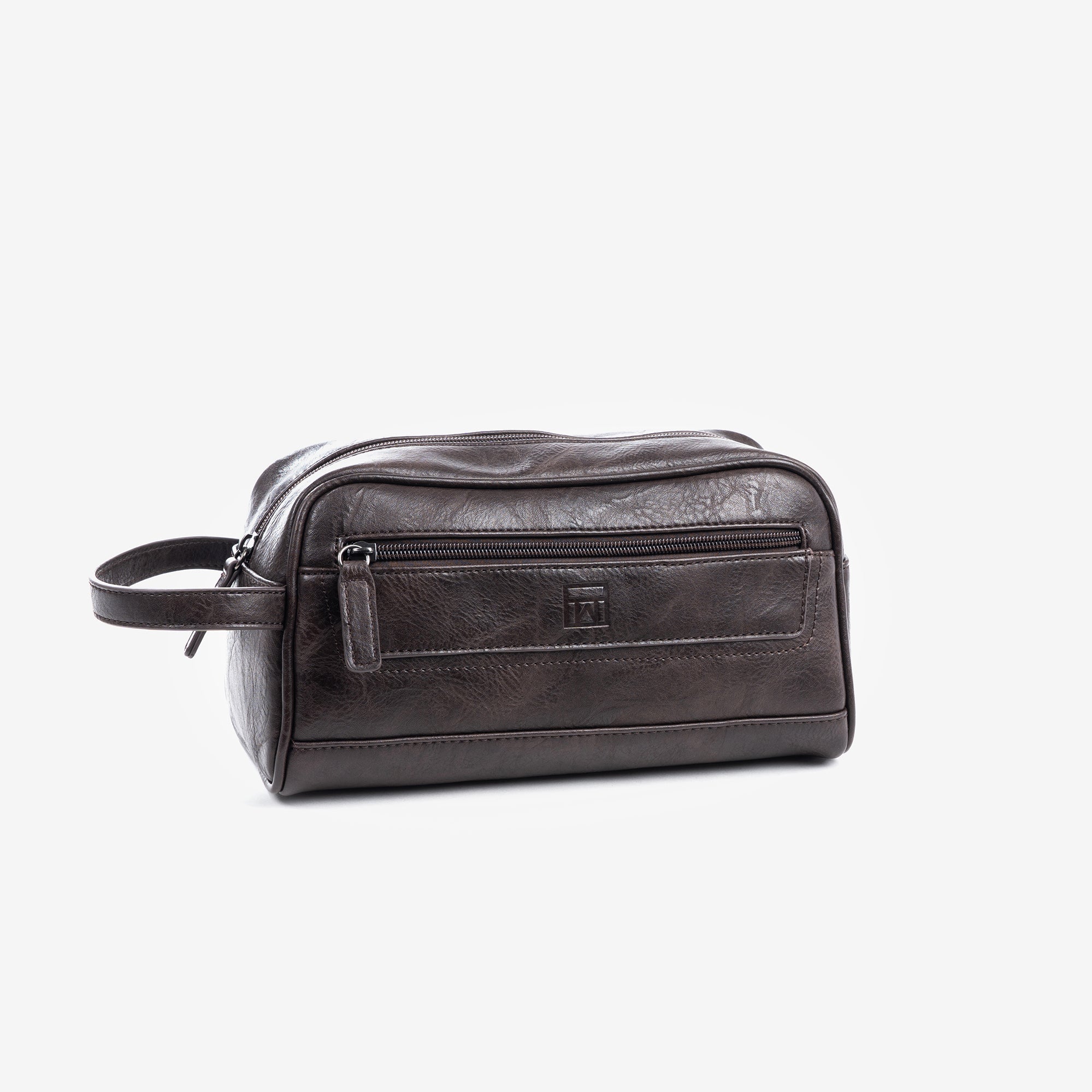 Neceser para hombre, color café, Colección nappa