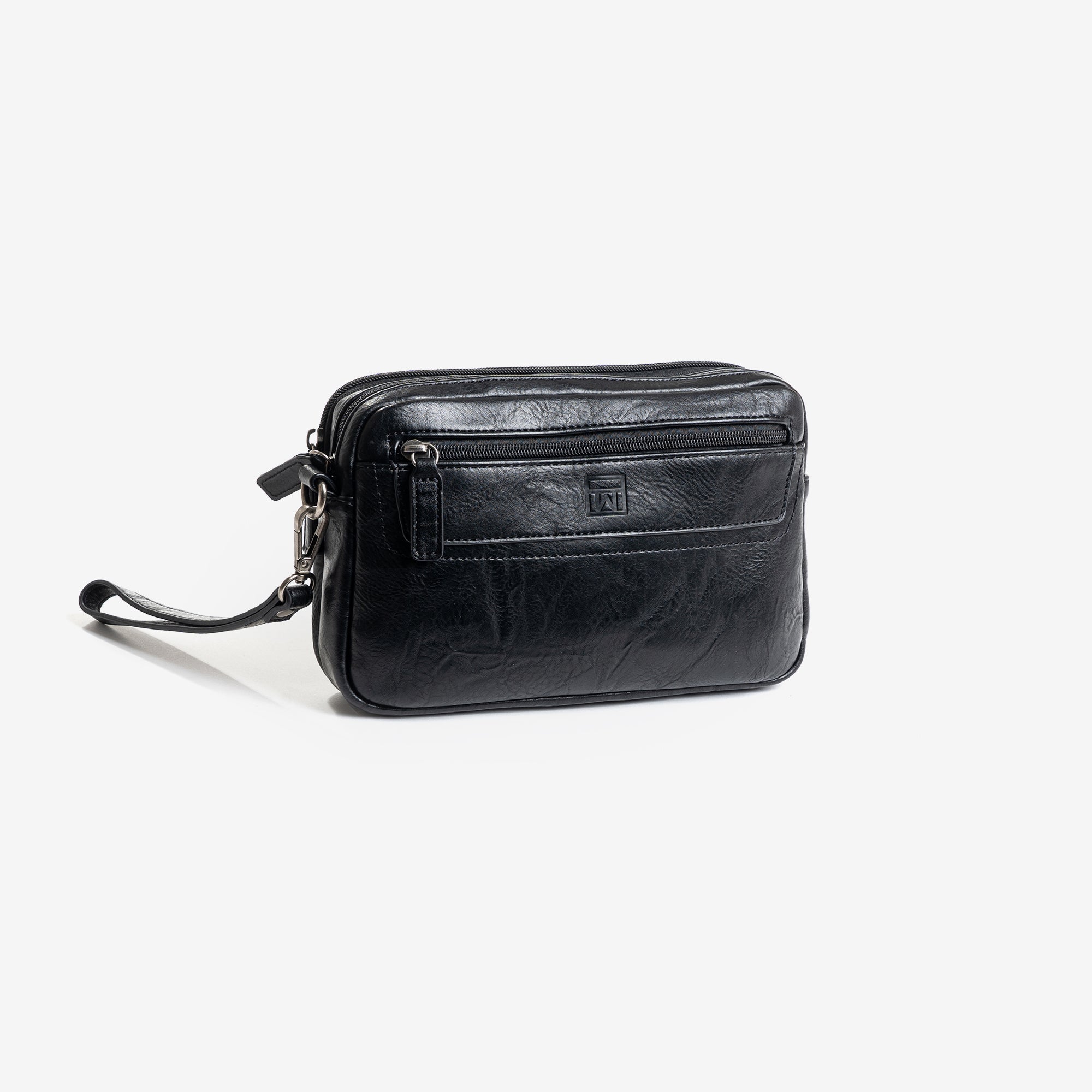 Bolso de mano para hombre, color negro, Colección nappa. 24x15x05 cm