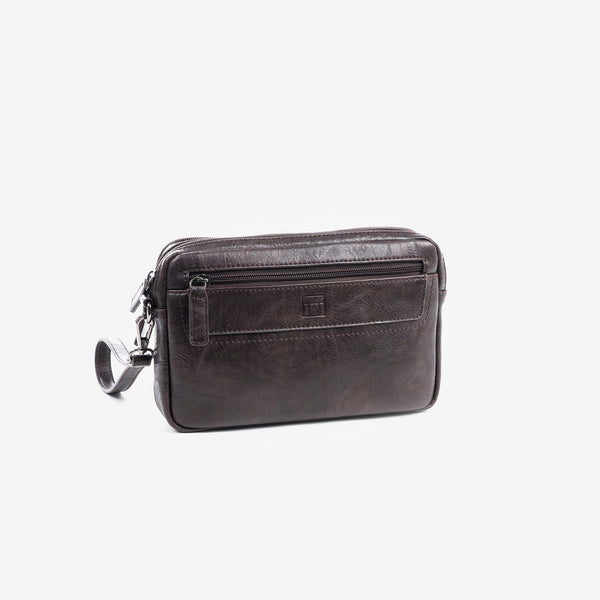 Toiletry bag for men, dark brown, Collection nappa