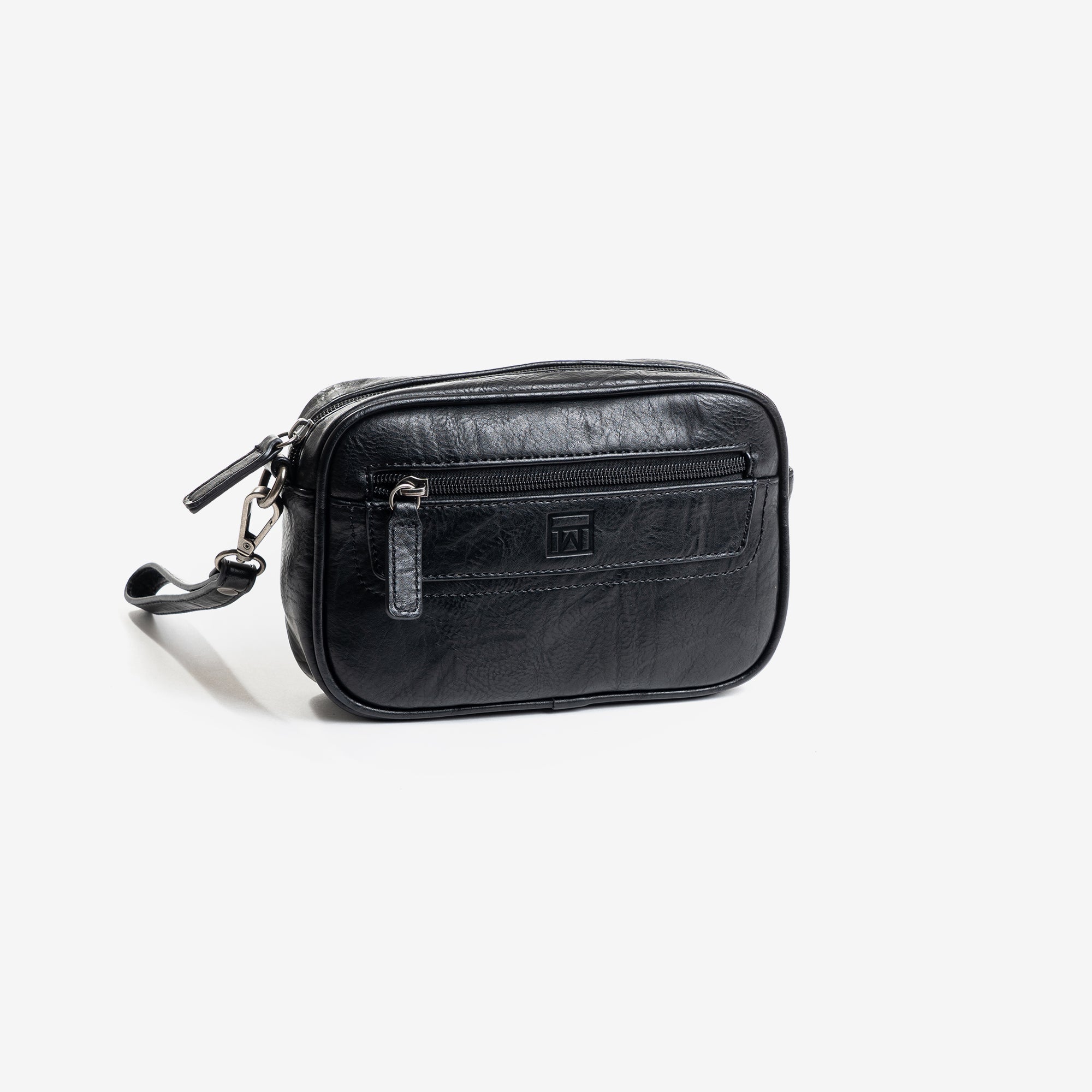 Bolso de mano para hombre, color negro, Colección nappa. 21x14x05 cm