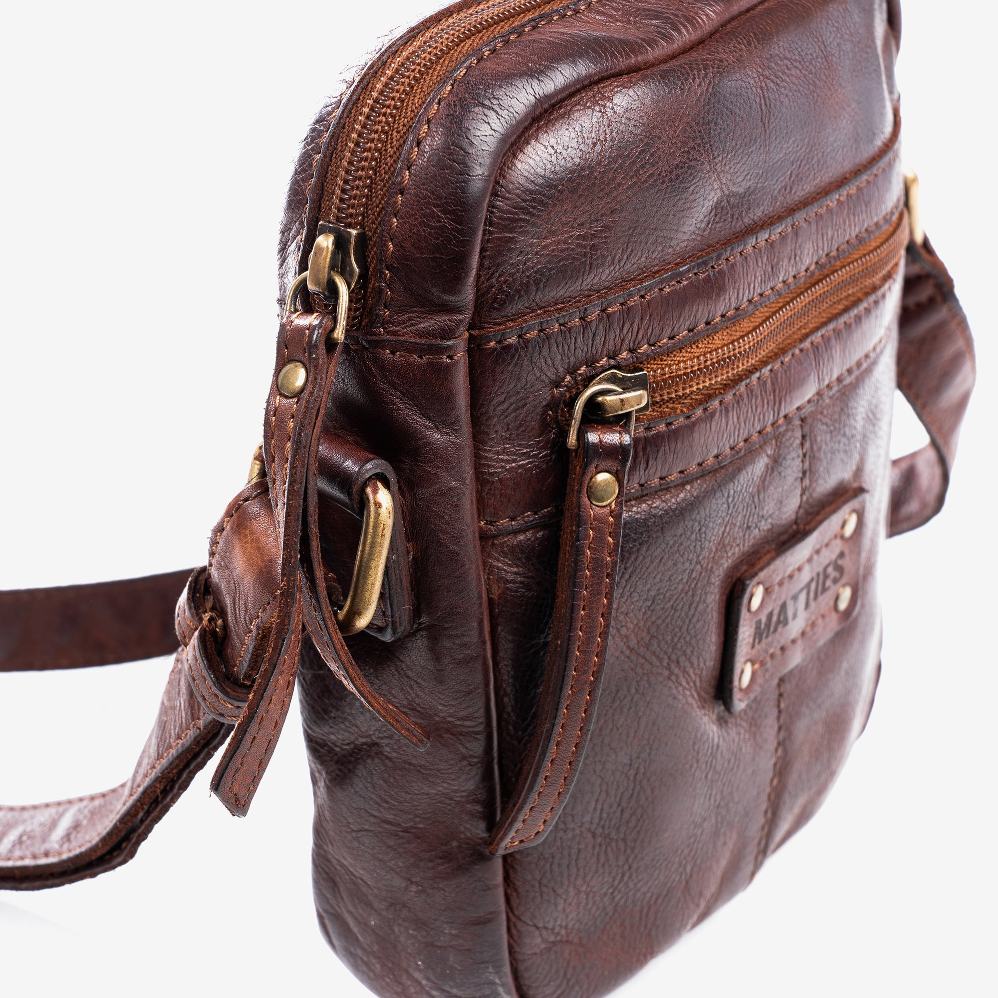 Cross body bag for men, brown, Collection antic leather