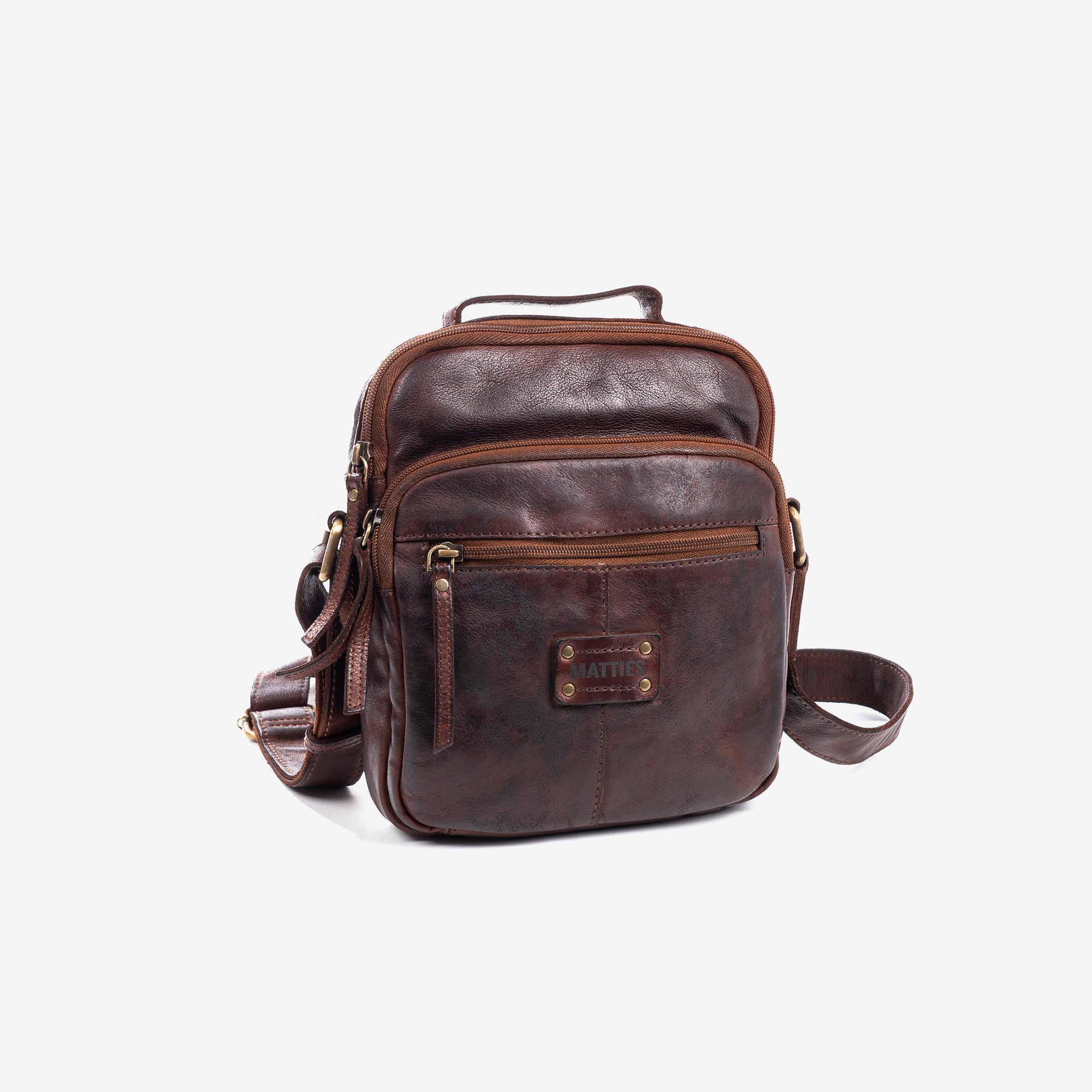 Bolso reportero para hombre, color marrón, Colección antic leather