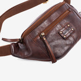 Men's waist bag, brown, antic leather collection