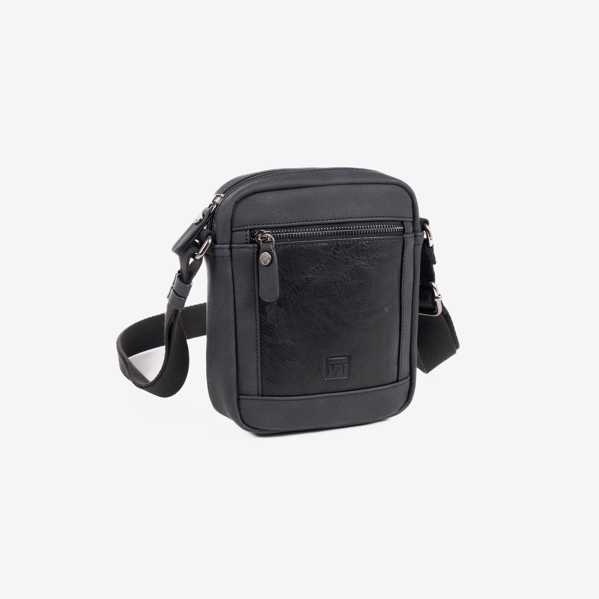 Shoulder bag for men, black color, Canvas Collection. 16x20cm