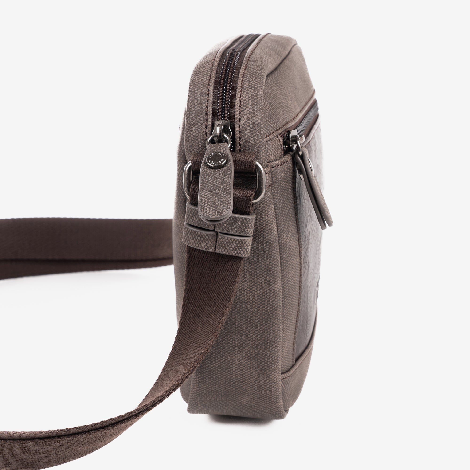 Men's shoulder bag, brown, Canvas Collection. 16x20cm
