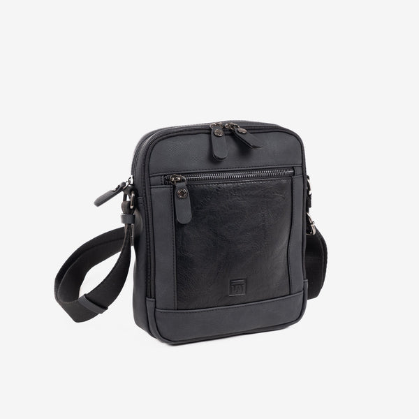 Shoulder bag for men, black color, Canvas Collection. 19x24cm
