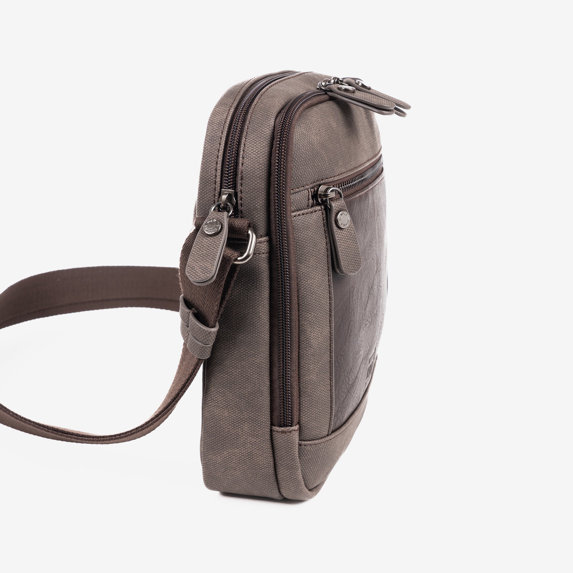 Bolso bandolera para hombre, color marrón, Colección canvas. 19x24 cm