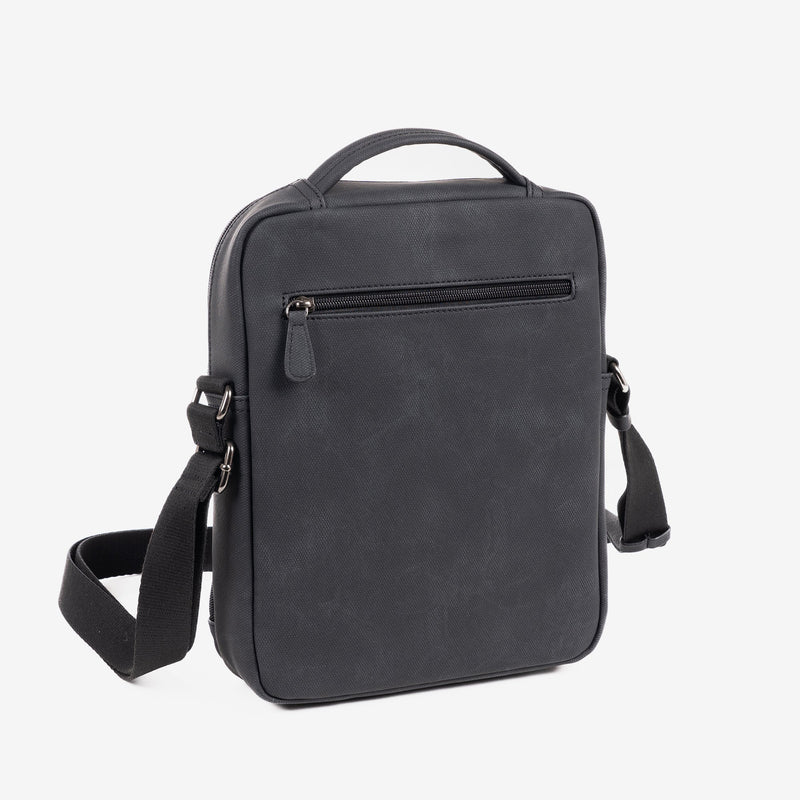 Shoulder bag for men, black color, Canvas Collection. 23.5x30cm