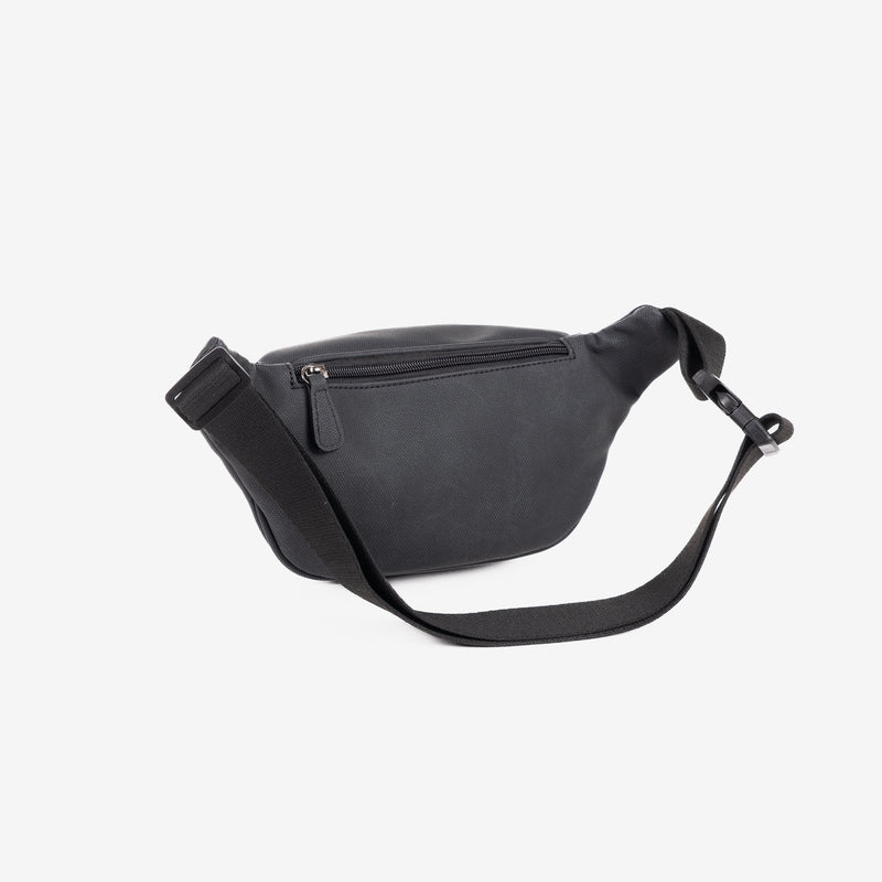 Men's waist bag, black, Canvas Collection. 30x13cm
