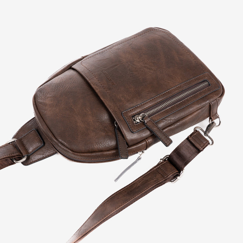 Men's shoulder bag, brown, Verota Collection. 20x30x05cm