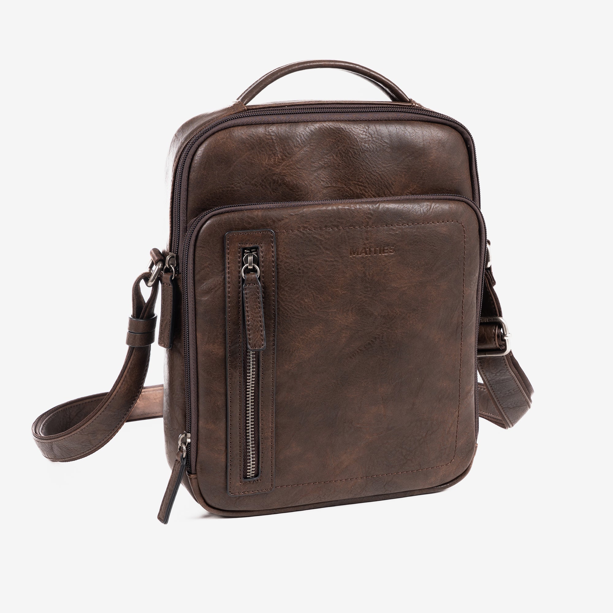 Men's shoulder bag, brown, Verota Collection. 23.5x30x6cm