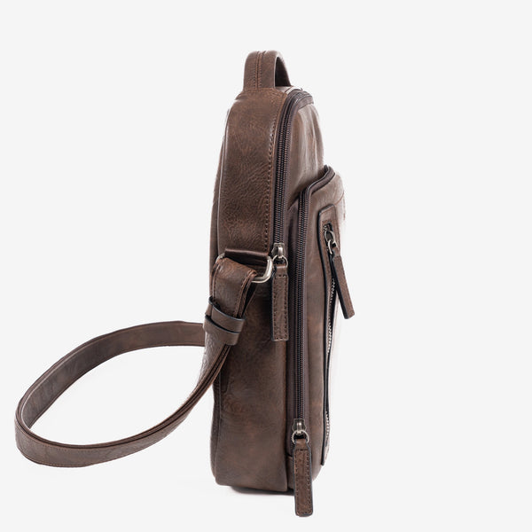 Men's shoulder bag, brown, Verota Collection. 23.5x30x6cm