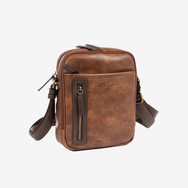 Men's shoulder bag, leather color, Verota Collection. 19x24cm