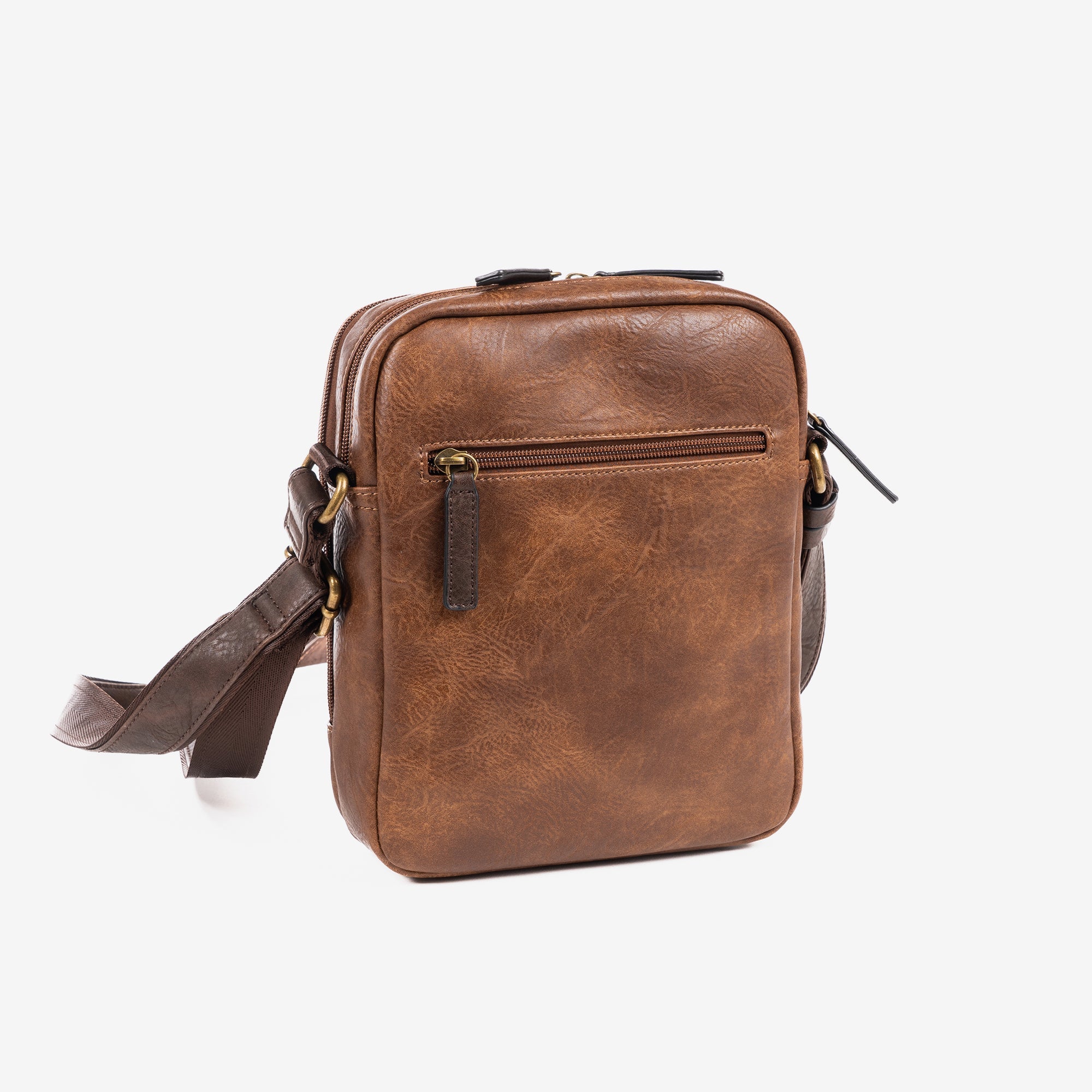 Bolso bandolera para hombre, color cuero, Colección verota. 19x24 cm