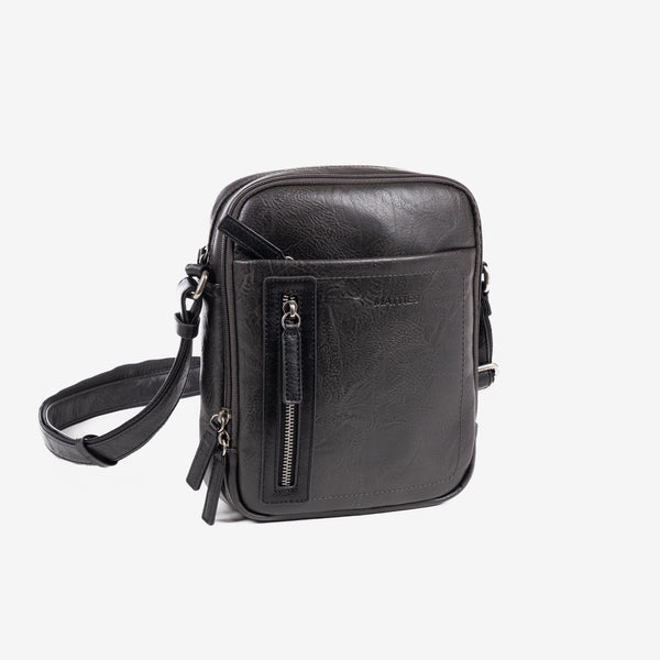 Men's shoulder bag, black, Verota Collection. 19x24cm