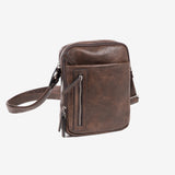 Men's shoulder bag, brown, Verota Collection. 19x24cm