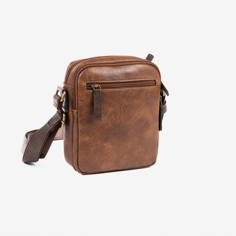 Men's shoulder bag, leather color, Verota Collection. 17x22cm