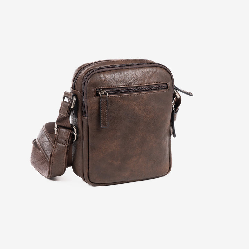 Man's cross body bag, brown color, Collection verota. 17x22 cm