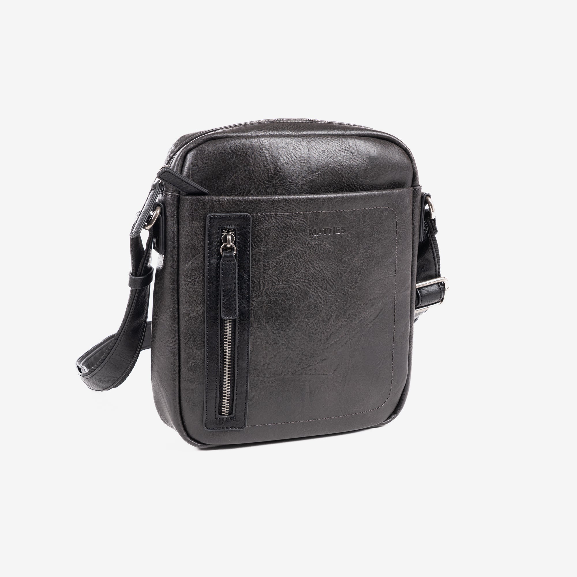 Man's cross body bag, black colour, Collection verota. 21x26x5.5 cm