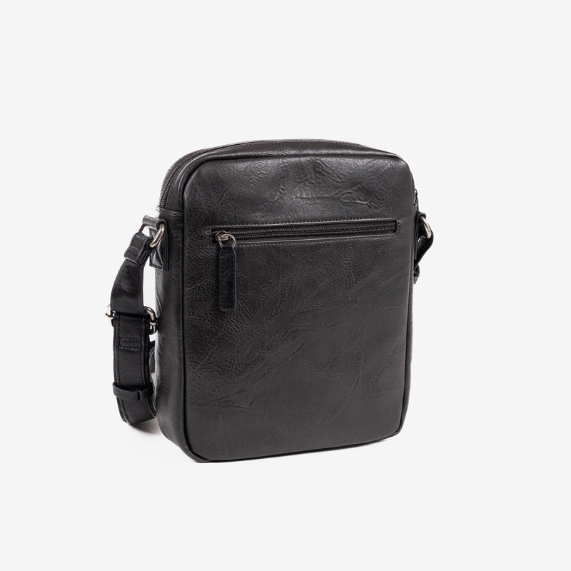 Man's cross body bag, black colour, Collection verota. 21x26x5.5 cm